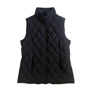 Calvin‎ Klein Black Quilted Puffer Vest Women’s M Full Zip Sleeveless Jacket